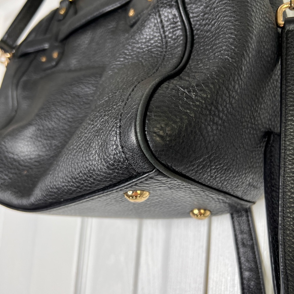 Michael Kors Pebble Leather Black Hudson Satchel Crossbody Bag - Picture 6 of 12